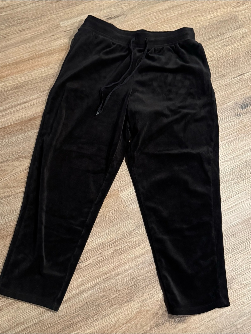 Cuddl Duds Black Straight Leg Velvet Lounge Pants